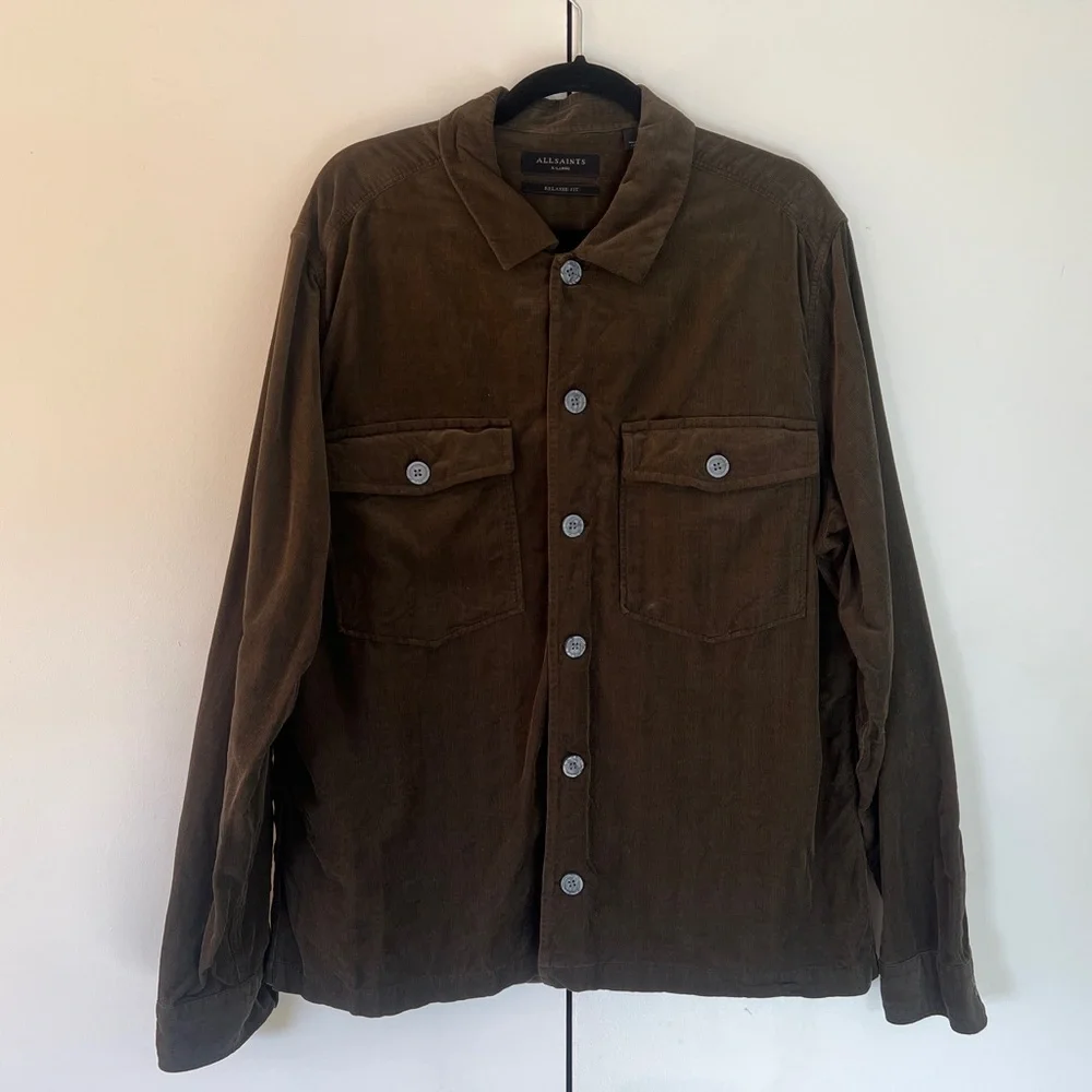 All saints Brown/Green Corduroy Button Down - Picture 3 of 3